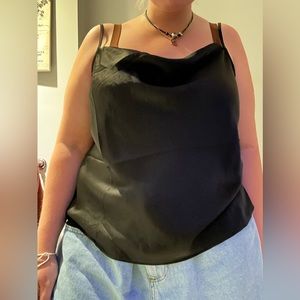 Black silk flowy top